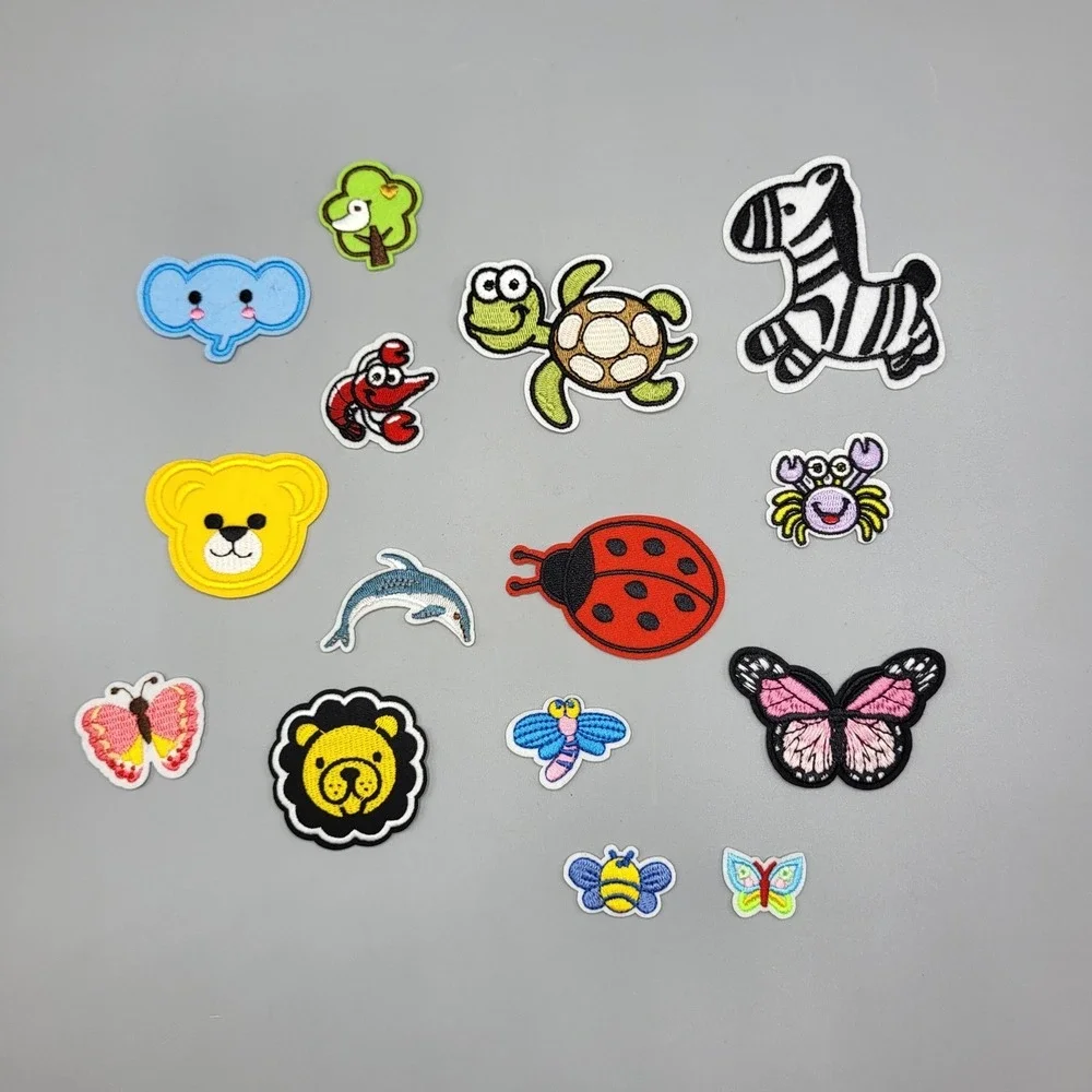 Animal Patches Lot of 15 Embroidered Nature Applique Zebra Ladybug BirdTurtle